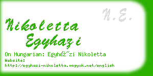 nikoletta egyhazi business card